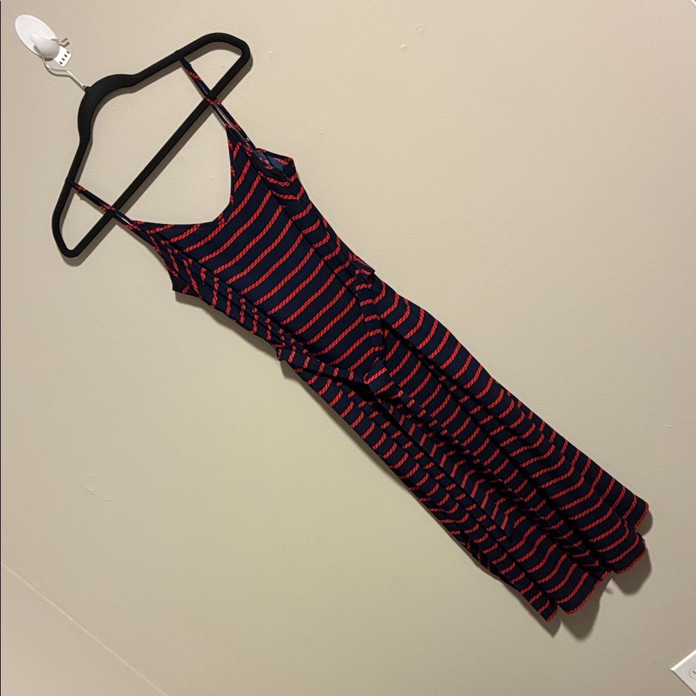 Ann Taylor Navy and Red Striped Dress